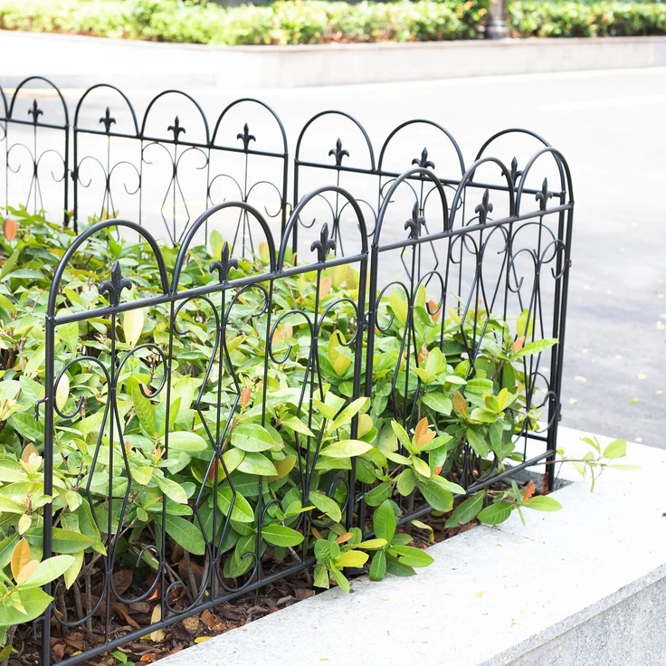 UNHO Gartenzäune Beetzaun Metall Rankgitter Dekozaun Betteinfassung Beetbegrenzung 5 Stück Teichzaun Gartenzaun Steckzaun Metall Zaun Zaunelement Gehege Zaungitter Schwarz 61x70 cm – Bild 9