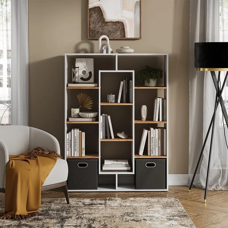 Raumteiler Weiß/Goldkraft Eiche 107.2 x 143 cm Vicco – Bild 2