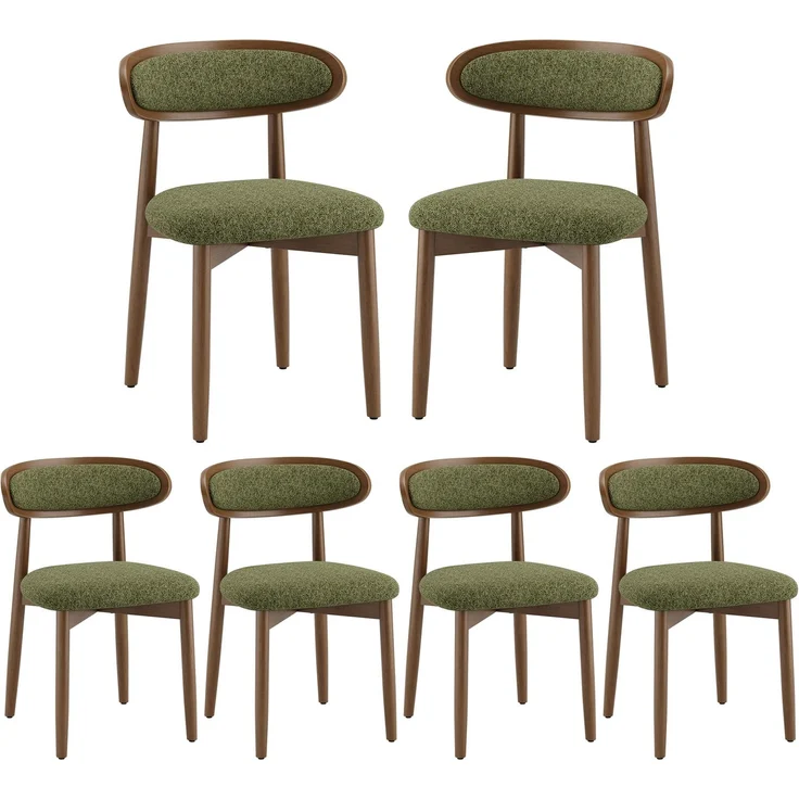 MALOL Esszimmerstühle 6er Set, Stühle Esszimmer, Ergonomischer Küchenstuhle mit Massivholzrahmen, 5cm Schaumpolsterung, Bequeme Polstersitzfläche, KüchenKüchenstuhle für Zuhause und Gewerbe, Grün