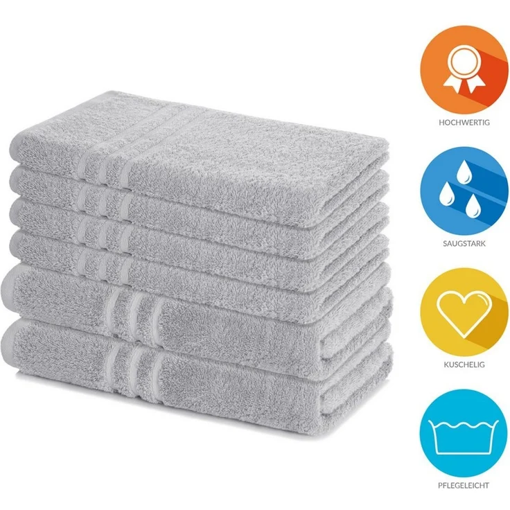 Lavea Handtuch Set Elena, Duschtücher, Handtücher, Gästetücher, Waschhandschuhe, 100% Baumwolle (Set, 6-St), Frottierserie, weich & saugstark, pflegeleicht, 500 g/m² Frottier – Bild 2