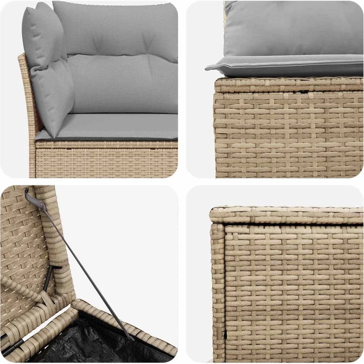 vidaXL Sofa Set 5 stk. Beige und Hellgrau 179 x 179 x 85 cm 3447843 – Bild 6