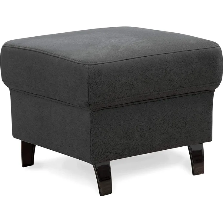 Cavadore Hocker Ammerland, Polsterhocker, Fußbank für Wohnzimmer passend zur Wohnlandschaft Ammerland, 58 x 48 x 58, lederoptik dunkelgrau
