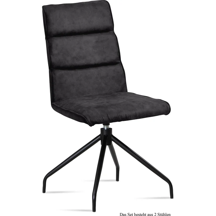 Esszimmerstuhl drehbar (2er-Set) Domini 47x92x60 Schwarz/Anthrazit