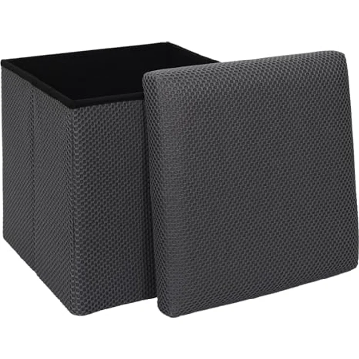 HOME DECO FACTORY, HD0508, Faltbare Ottomane-Truhe, multifunktional, modernes Design, praktische Aufbewahrung und optimaler Komfort, ideal für kleine Räume, 38 cm, Dunkelgrau – Bild 4