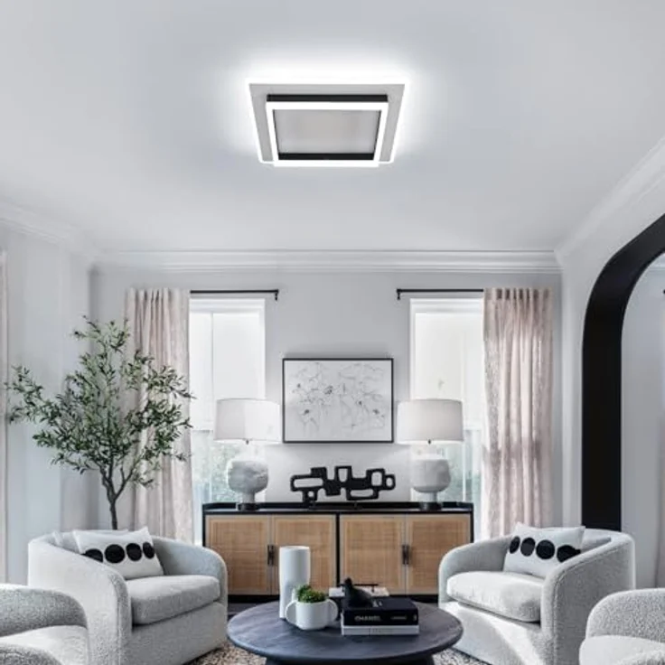 Goeco LED Deckenleuchte Dimmbar 40x40 CM 41W Quadratisch Deckenlampe Schwarz 3000K-6500K LED Lampen Deckenbeleuchtung aus Acryl für Schlafzimmer, Wohnzimmer – Bild 8