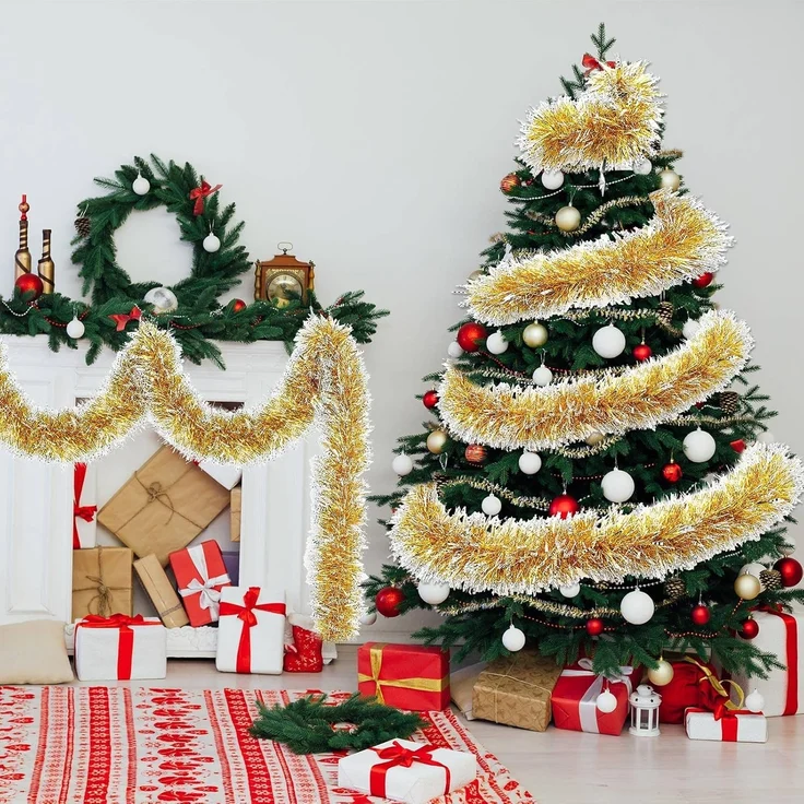 4 m Weihnachtsdekoration, Baumform, hängend, Rot, Innen & Außen, 2m pro Teil – Bild 5