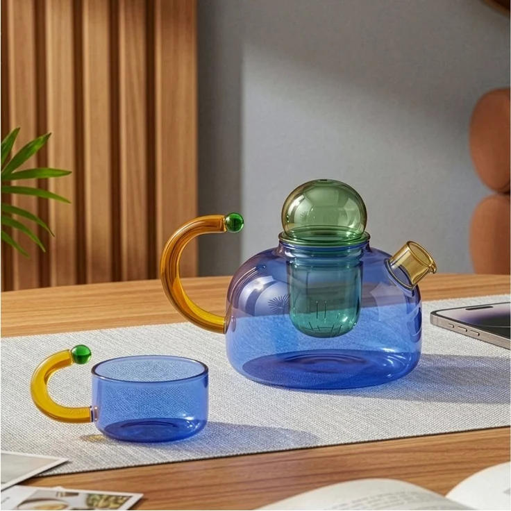 Youyijia Teekanne Teekannen Glas Teekanne Set mit 2 Tassen und herausnehmbarem Teesieb – Bild 4