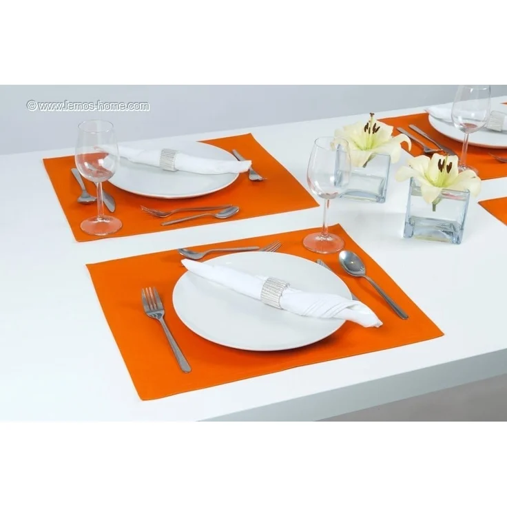 Lemos Home Platzset Tischset Platzdeckchen 4 Stück ca. 46x36 cm aus Baumwolle Viele Farben (Orange) – Bild 3