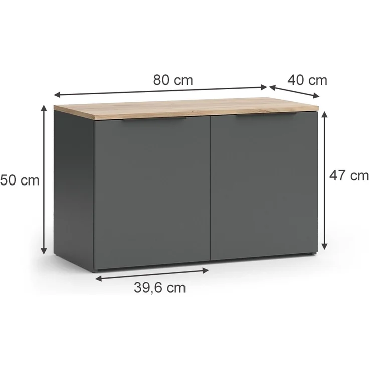 Kommode Wido Anthrazit 80 x 50 cm mit 2 Türen Vicco – Bild 3