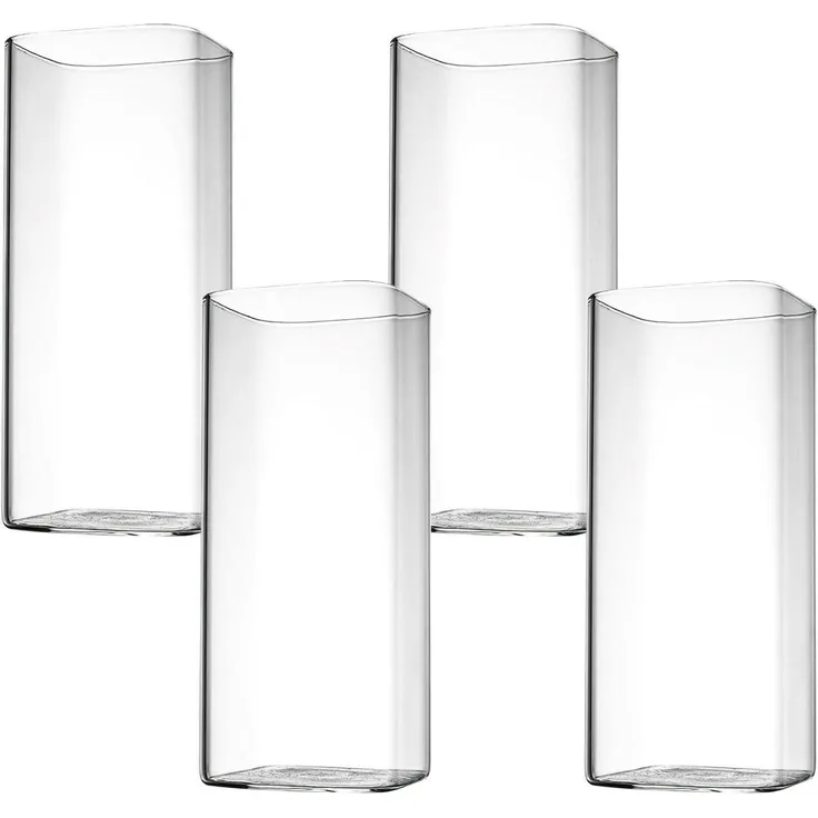 400ml Wassergläser Viereckige Cocktailgläser 4er Set für Saft Bier