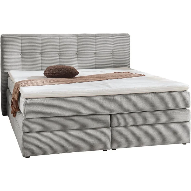 Jockenhöfer Gruppe Boxspringbett AMY mit Bettkasten, inkl. Bonnell- oder Taschenfederkernmatratze H3-H4, mit 6 cm Kaltschaum-Topper, Cord-Bezug, 180x200 und 200x200 cm – Bild 3