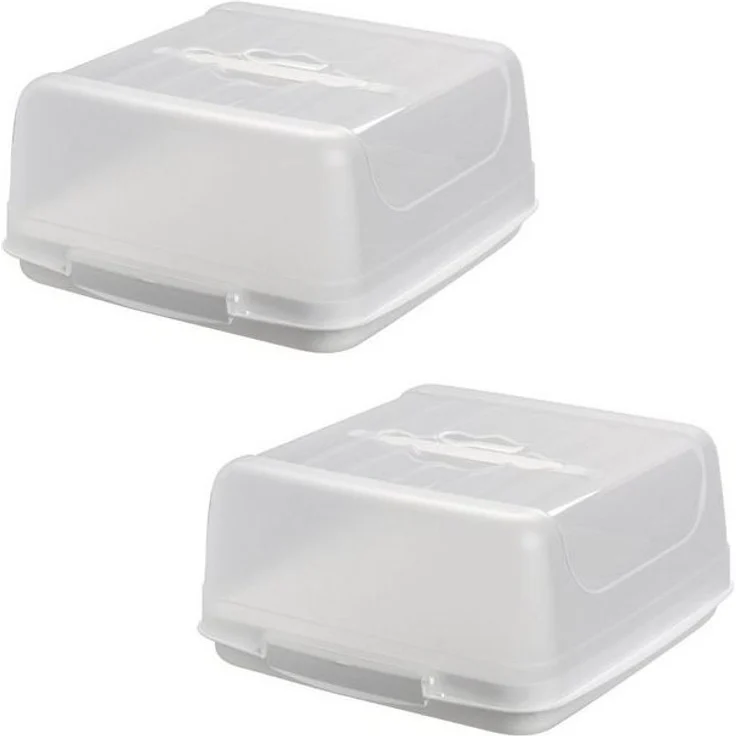 Engelland Kuchentransportbox Kleine Kuchenbox mit transparentem Deckel, Kunststoff, (Vorteils-Set, 2-tlg, sicheres Transportieren), mit Tragegriff und Klickverschluss, BPA-frei, rechteckig, Kunststoff – Bild 4