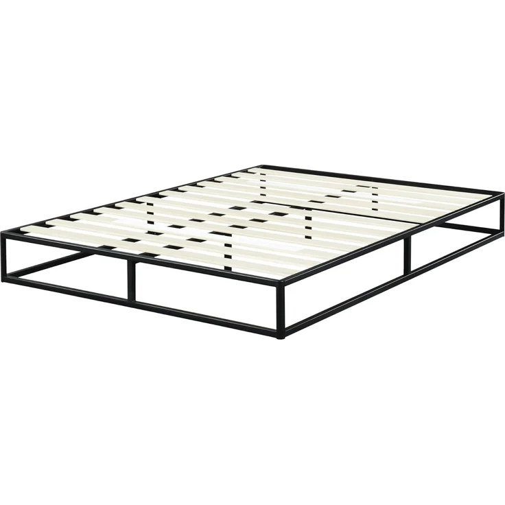Olee sleep 22cm Modernes Metall-Plattform-Bettgestell / Bett / Metall / Metall-Bettgestell / Holzlatten / Matratzenrahmen / Holzlattenrost / Kein Boxspring erforderlich / 90x200 cm / Twin / Schwarz
