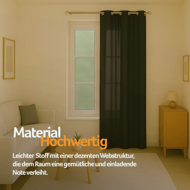 Bestlivings Blickdichte, Gardine mit Ösen, in vielen Größen und Farben Schwarz 140x225 cm – Bild 4
