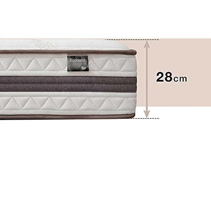 Kuo Dream - Eco Natur Matratze | 100% Spanisch, Oeko-TEX | Taschenfederkern, Baumwolle-Bamboo | Lendenwirbelstütze Latex, Ganzjährig, Beige, 135x180 cm – Bild 4