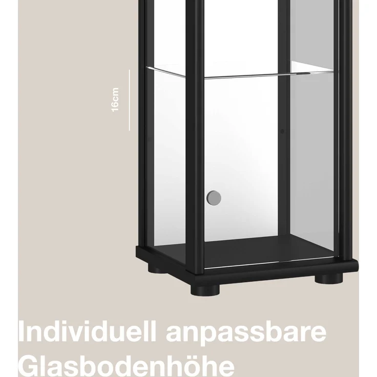K-Möbel Glasvitrine C1016 (Glasvitrine (176x37x33 cm) mit 1 Glastür) Glasvitrine stehend – Bild 6