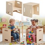 Bellabino 'Aki' 2in1 Kindersitzgarnitur aus Stuhl und Tisch, natur, Birke Sperrholz, Kinderstuhl mit 3 Sitzhöhenstufen, 2er-Set