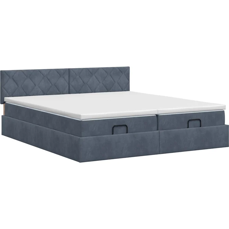 vidaXL Ottoman Bett mit Matratze mit Kopfteil 2 Stk. Dunkelgrau Samt 3456769 – Bild 5