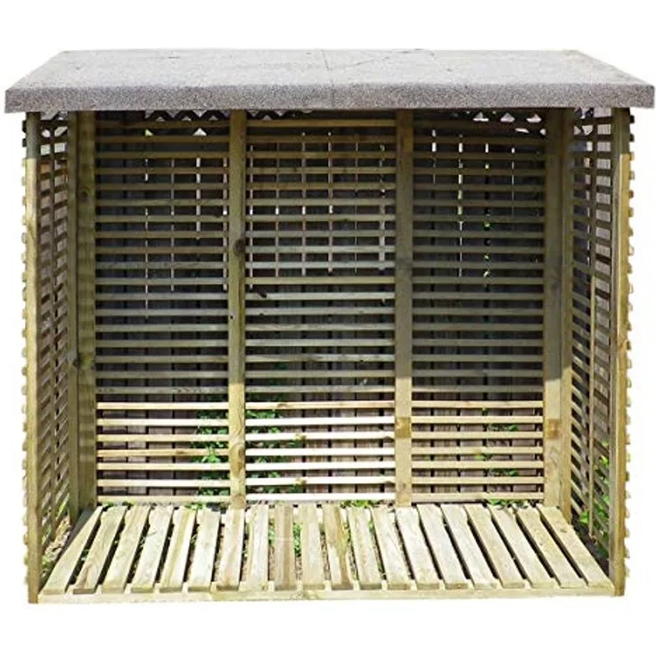 Gartenpirat Kaminholzregal mit Rückwand Kaminholzregal aus Holz KDI grün Brennholzlager, BxTxH:188 x 69 x 183 cm
