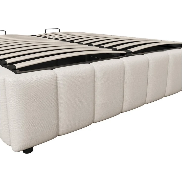 STILVORA Polsterbett Tagesbett 140×200 Stauraumbett Jugendbett mit Stauraum,ohne Kopfteil (Polsterbett,mit hydraulischer Lagerung – Minimalistisches Design ohne Kopfteil, umweltfreundliches Leinen & MDF, praktischer Stauraum für Schlafzimmer & Jugendzi... – Bild 3