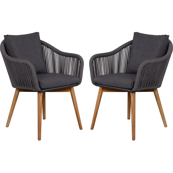 2er Set Diningsessel Solana Rope - inkl. Kissen - dunkelgrau – Bild 1