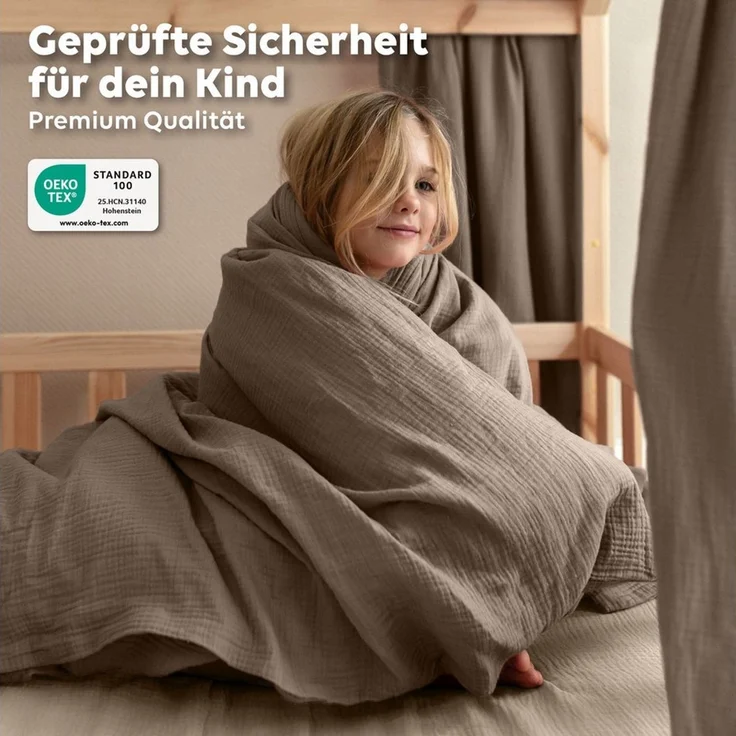 lilimaus Kinderbettwäsche Musselin Kinderbettwäsche 100x135 135x200 - Bettwäsche Kinderbett, 1 teilig, Kinderbettwäsche Set 100% Baumwolle, atmungsaktiv & weich – Bild 4