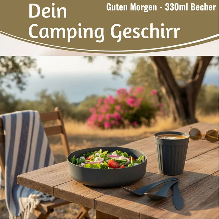 LS-LebenStil Geschirr-Set 6-teiliges Picknick-Set Tragetasche Geschirr Besteck Mehrweggeschirr (6-tlg), 1 Personen, Kunststoff, Becher Teller Besteck ideal beim Camping Wandern – Bild 2
