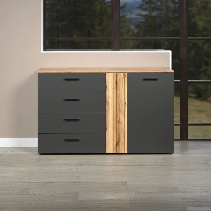 Sideboard Avila in grau und Eiche Evoke 139 cm – Bild 6