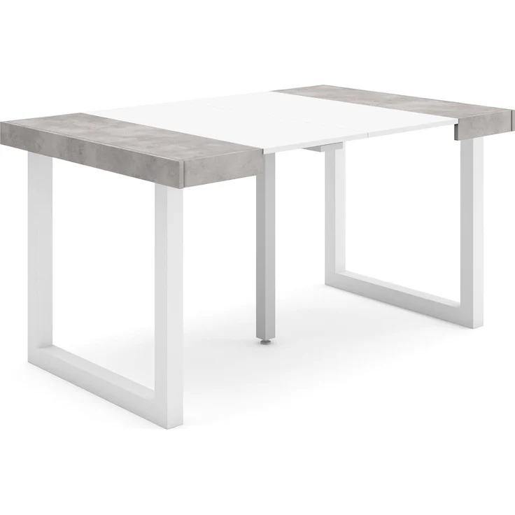 Skraut Home | Ausziehbarertisch | Multifunktionaler ausziehbarer | 140 | Für 6 Gäste | Massivholz Beine | Moderner Stil | Zement
