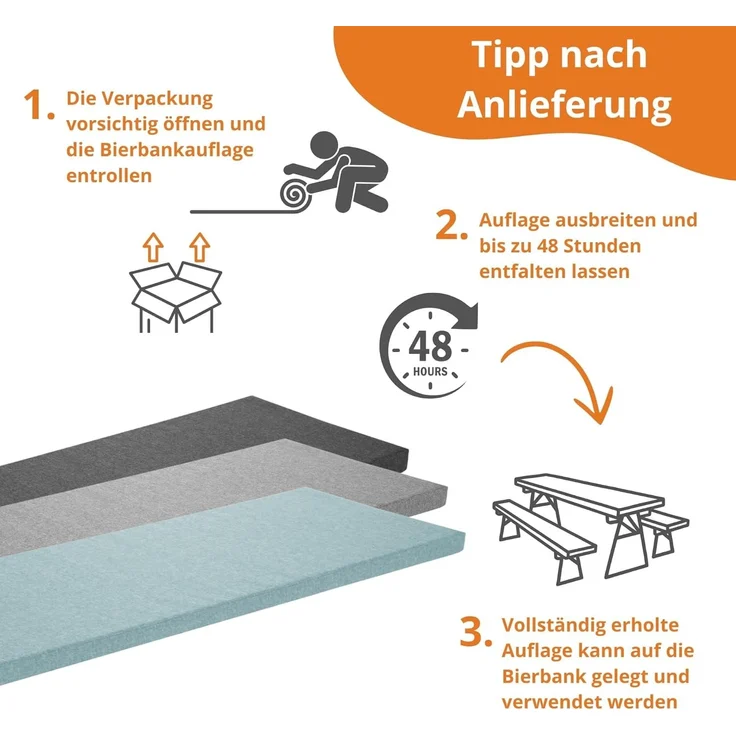 sleepling 2er Set Bankauflage 150x40 cm dunkelgrau, Sitzkissen Outdoor & Indoor, Bankpolster, Bezug waschbar, Unterseite Antirutsch, Made in EU – Bild 6