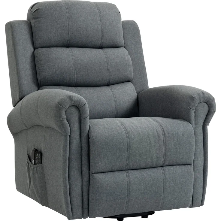 Wohnora-Massagesessel mit Aufstehhilfe, Relaxsessel, Vibrationsköpfe, mit Neigefunktion, Leinenoptik, Grau,H 1080cm x T 875cm x B 870cm – Bild 1
