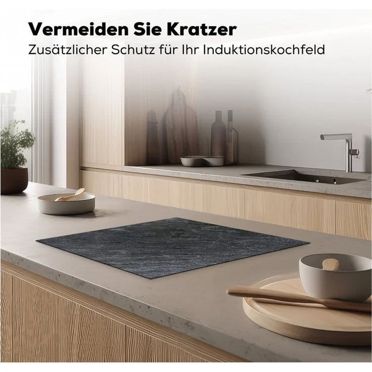 MuchoWow Herd-Abdeckplatte Schiefer - Abdeckplatte - Schwarz - Induktionsschutz - Design, Vinyl, (1 tlg), Ceranfeldabdeckung Küche, Herdabdeckplatte Einteilig, 60x52 cm – Bild 3