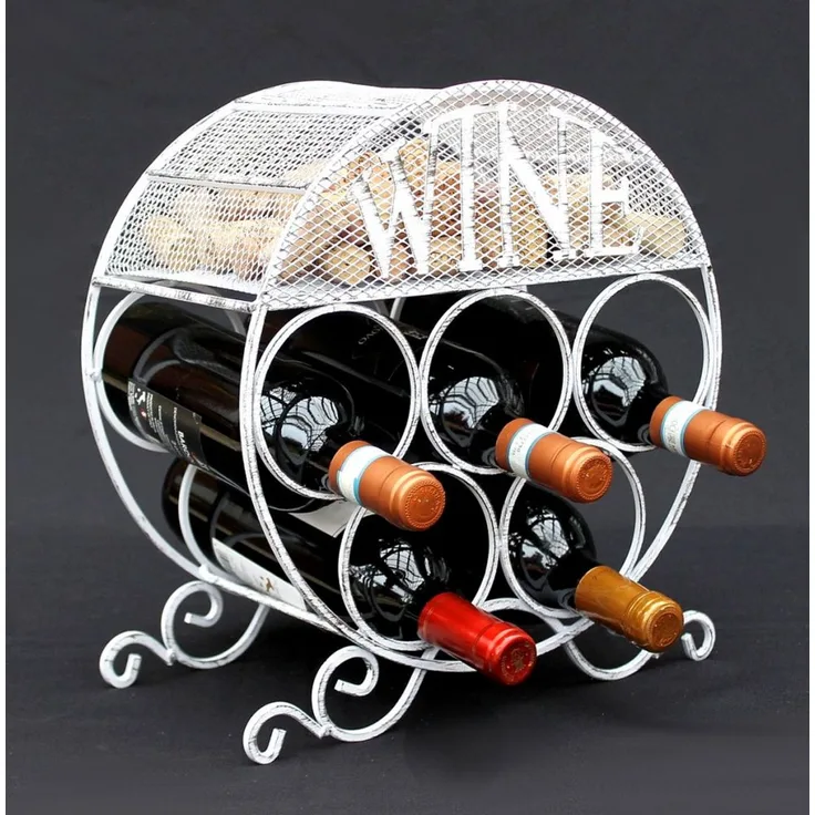 Wein-Flaschenständer für 5 Flaschen in Braun oder Weiß ca. 33 x 31 x 18 cm weiß