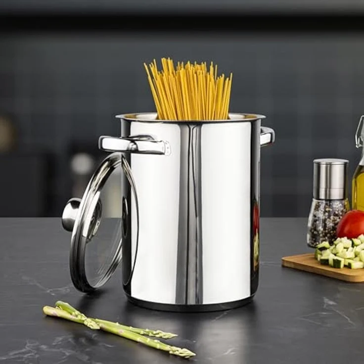 mucHome Spaghettitopf Nudeltopf & Spargeltopf hoher Topf mit Siebeinsatz, für 4 Liter – Bild 3