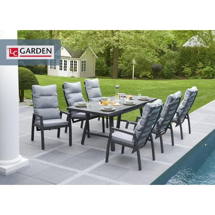 BONDINO II Gartenstuhl, anthrazit, Aluminium-Gestell, inklusive Kissen – Bild 2