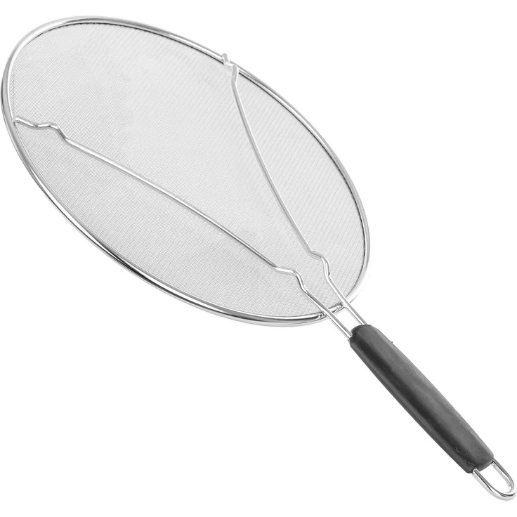 KADAX Pfannen Spritzschutz Ø 25 cm, Edelstahl Pfannenspritzschutz mit feinmaschigem Netz, Fettspritzschutz Deckel für Pfanne, Küchenhelfer gegen Ölspritze – Bild 6