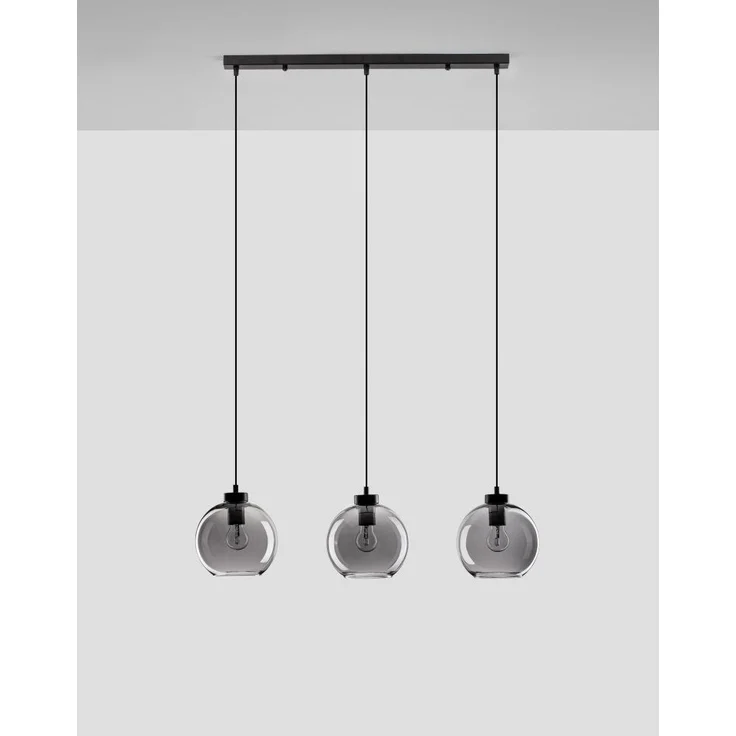 Nova Luce 9241150 PALMER Pendelleuchte 3-flammig Schwarz Rauchglas E27 – Bild 3