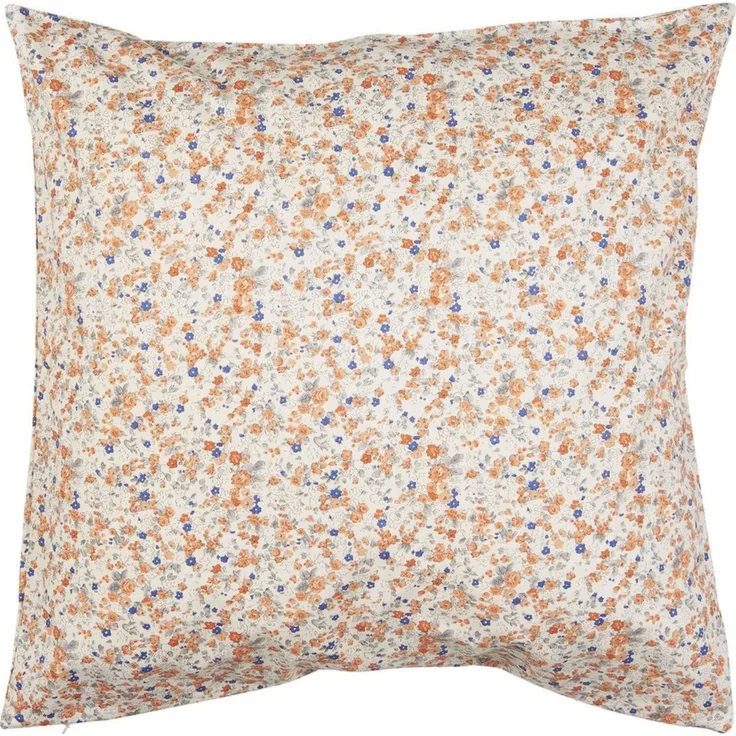 Ib Laursen - Kissenbezug Kissenhülle 50x50cm Orange Blau Blumenmuster 19107-00
