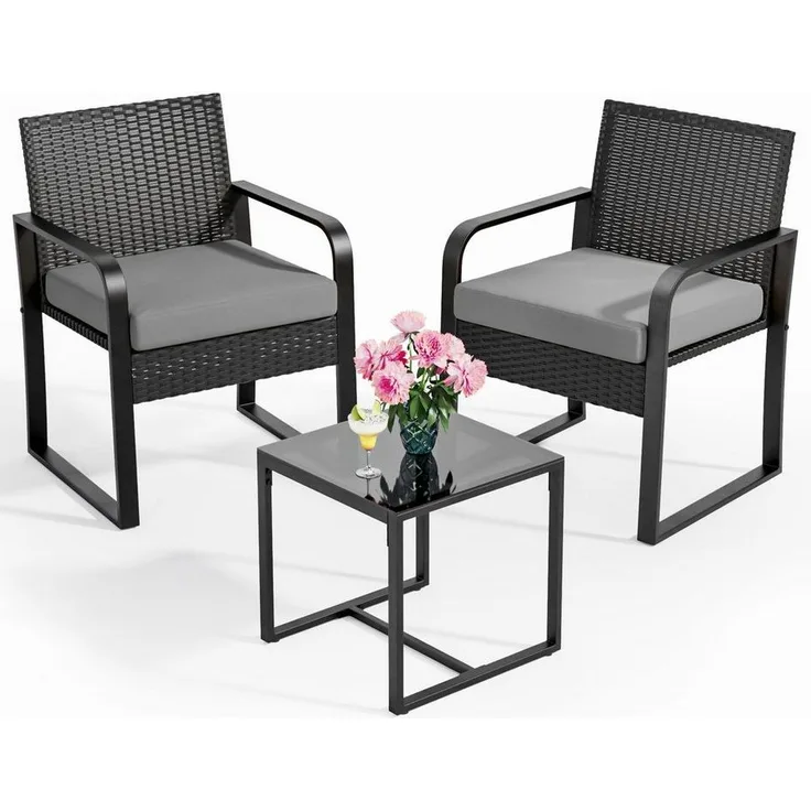 Bealife Balkonset,Garten Balkonmöbel-Sets(3er Set), Bestehend aus zwei Einzelsitzen und einem Tisch