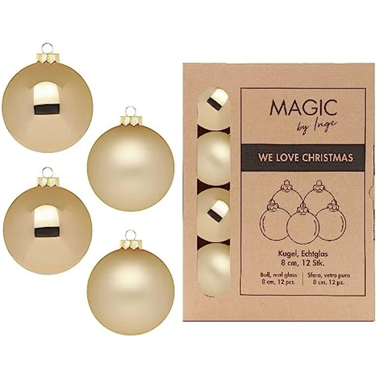 MAGIC by Inge Weihnachtsbaumkugel Christbaumkugeln aus Glas, 12 x 8 cm, Weihnachtsbaumkugeln