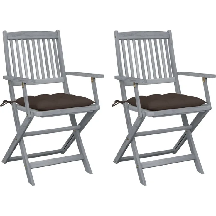 vidaXL Klappbare Gartenstühle 2 Stk. mit Kissen Massivholz Akazie 3064505