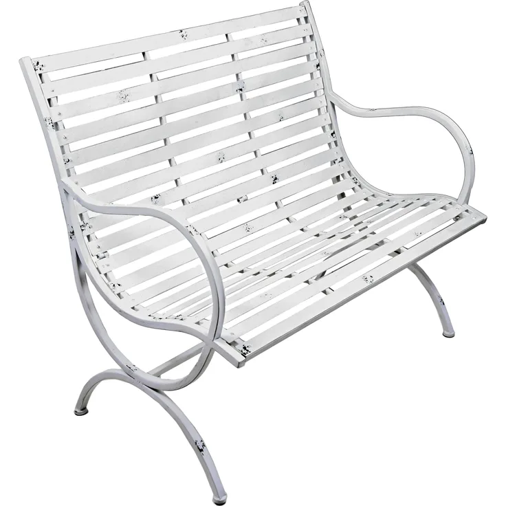 Gartenbank RIKKE - 104cm Breit, Eisen, Weiß | Terrassenbank Wetterfest Sitzbank Outdoor Bank