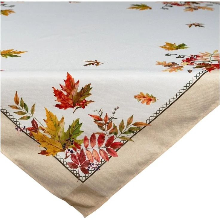 matches21 HOME & HOBBY Tischdecke Tischdecke Herbst 110 x 110 cm mit bunter natürlicher Blätter-Bordüre (1-tlg), Tischdeko für Küche & Tisch – Bild 2