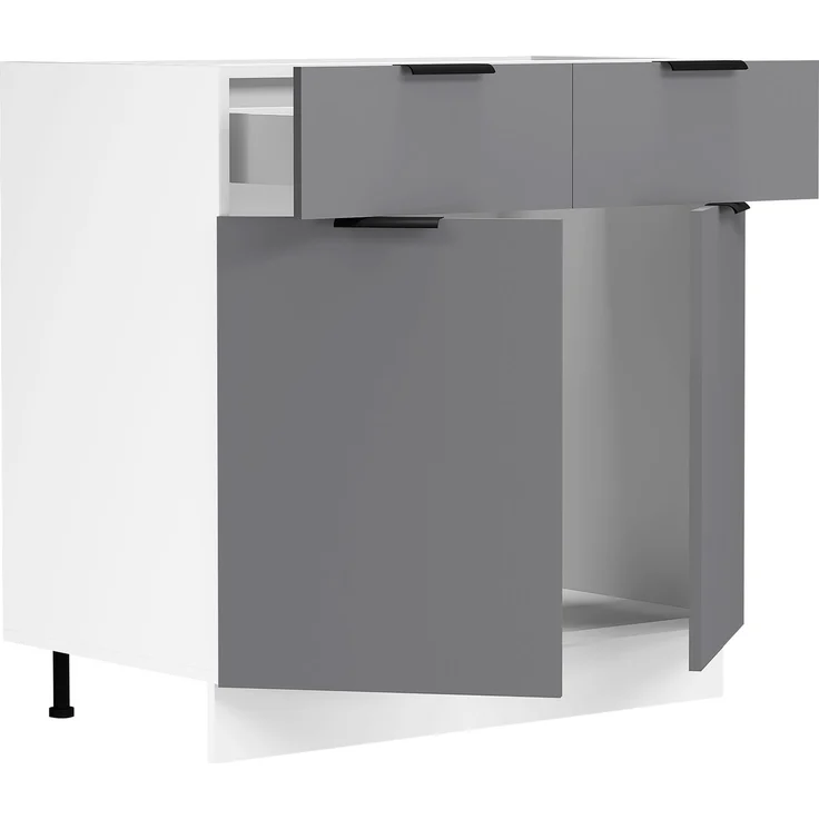 VCM Küchenmöbel Unterschrank Fasola 920533 Weiß / Anthrazit H. 82 x B. 80 x T. 46 cm – Bild 2