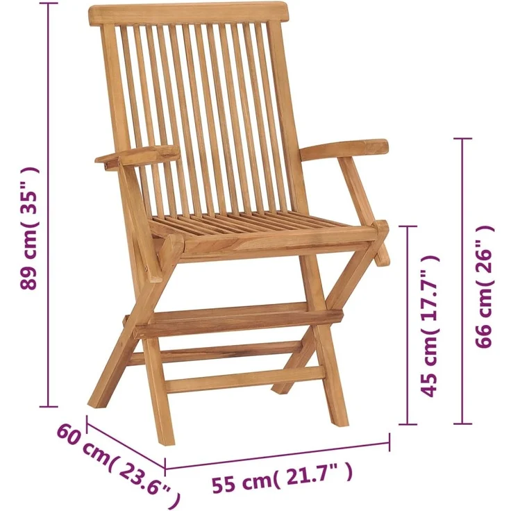 vidaXL Gartenstühle 2 Stk. Klappbar Massivholz Teak 41999 – Bild 9