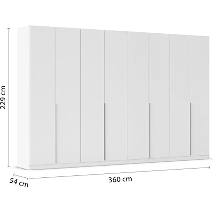 Rauch Möbel Alabama, Kleiderschrank für Schlafzimmer, Kinderzimmer, Wohnzimmer, Garderobe, Flur, 8-türig, mit Zubehör Classic, Farbe Weiß, Breite 360 cm – Bild 3