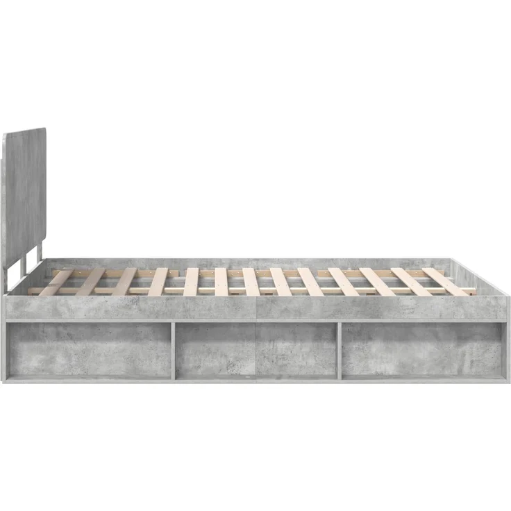 vidaXL Bettrahmen Beton Grau 150 x 200 cm Massives Kiefernholz 3412473 – Bild 7