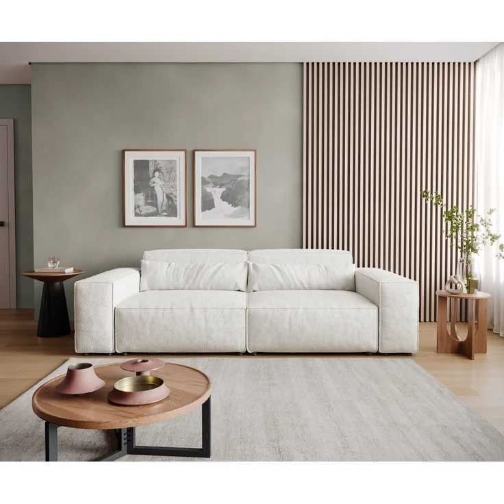 Big-Sofa Sirpio 230x95 cm Bouclé Creme-Weiß – Bild 2