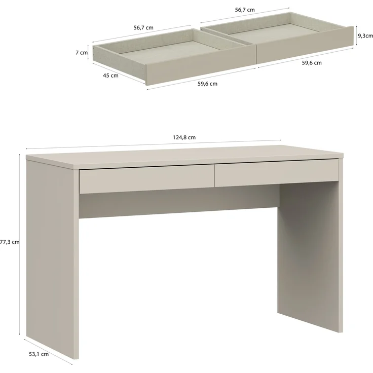 Schreibtisch >MILLES < in Sandfarbig - 124,8x77,3x53,1cm (BxHxT) – Bild 6
