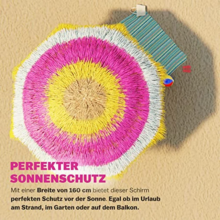 Kingsleeve 'Hawaii' Sonnenschirm, neigbar, UV Schutz 30+, Metall / Polyester bunt, Ø 160 – Bild 4